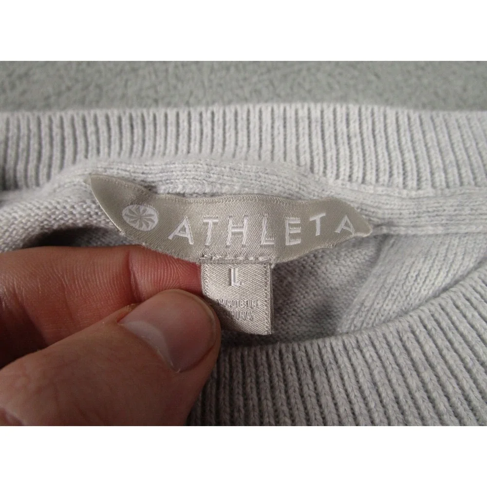 Athleta Sweater Womens Large Gray Pullover Casual Silk Blend Open Back‎